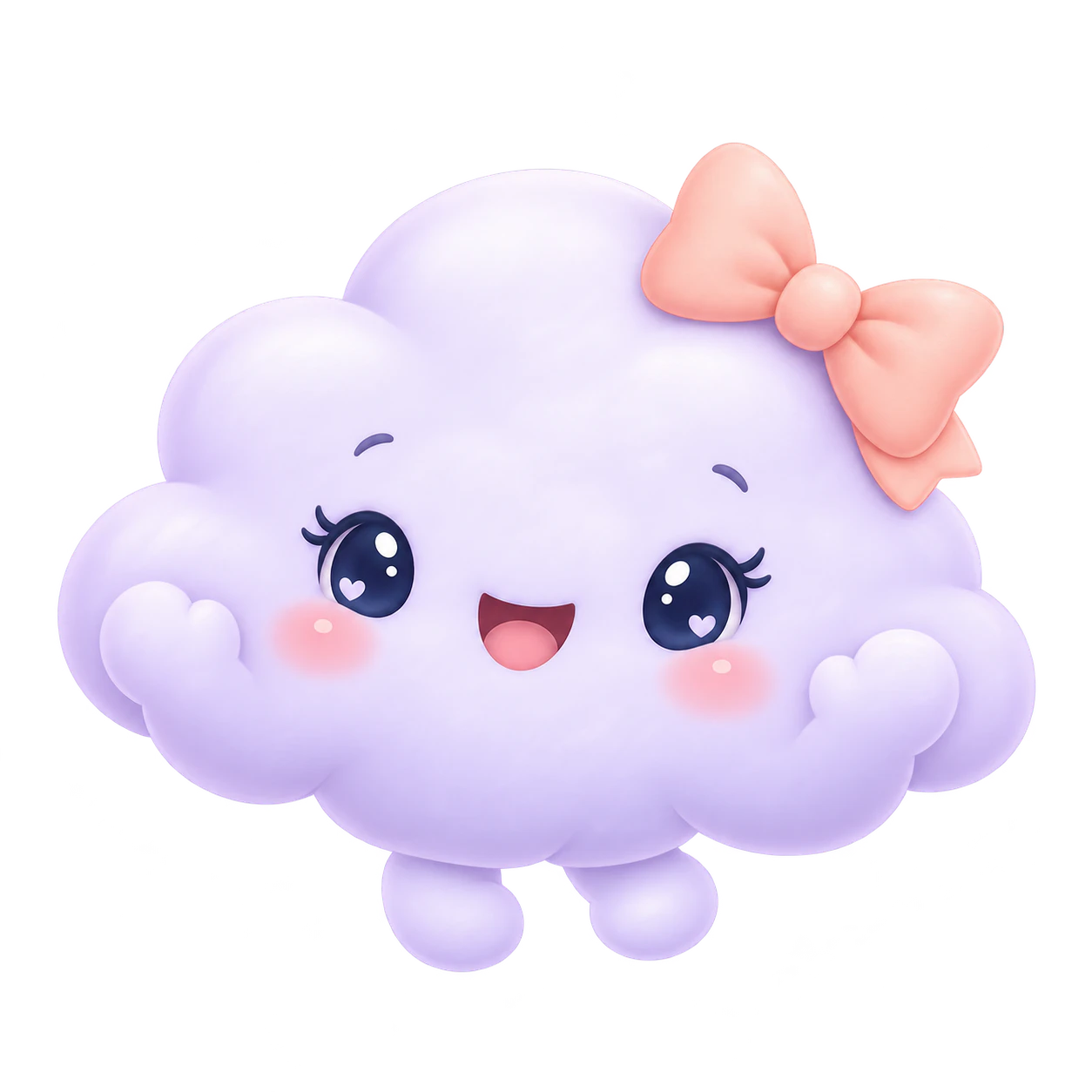 A pastel cloud character with a bow