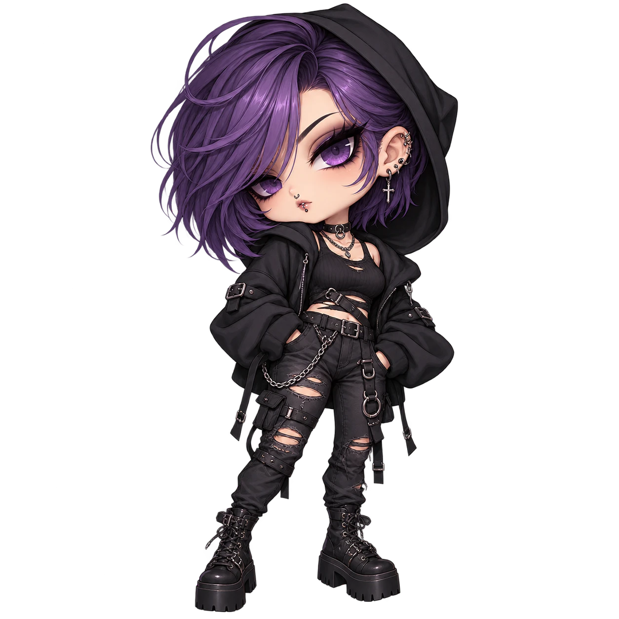 An adult chibi with a violet fringe