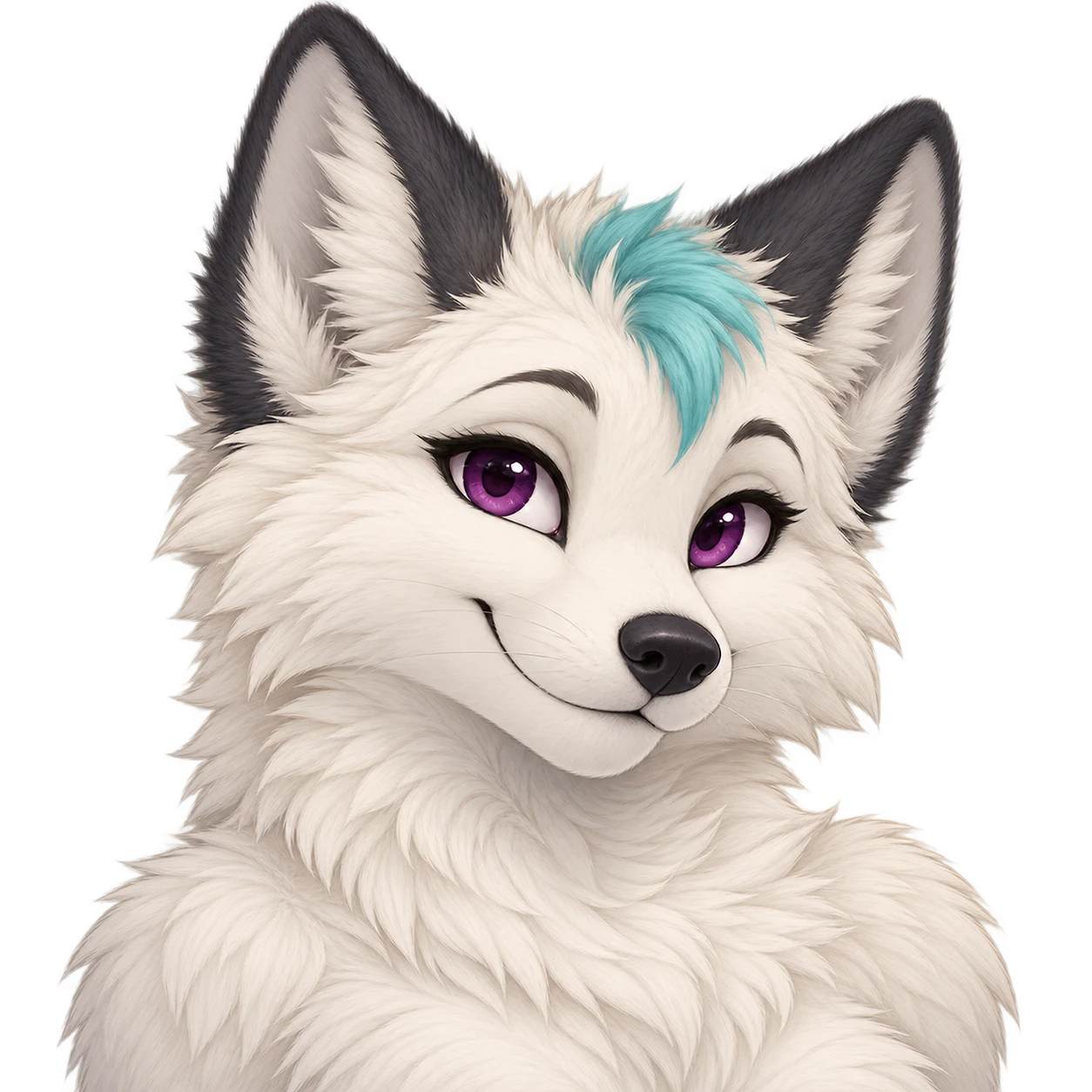 An arctic fox with fine fur edges