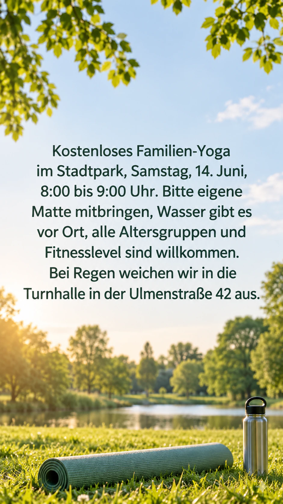 Story mit langem Veranstaltungstext und ohne Markenfarben