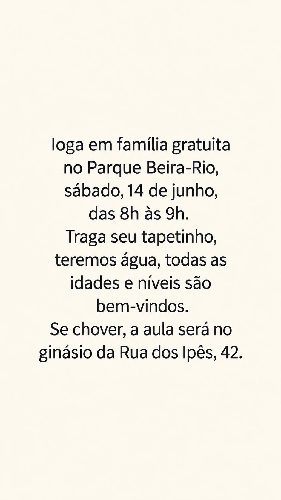 Story com texto longo de evento e sem cores da marca