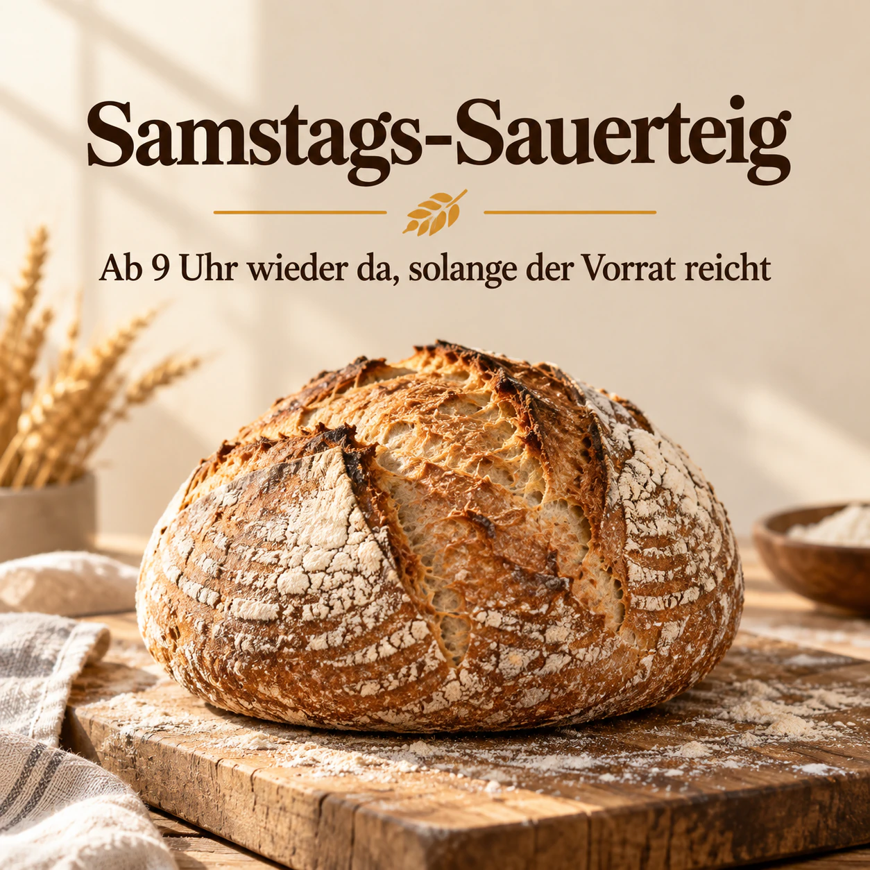 Quadratischer Bäckerei-Post mit kurzer Headline