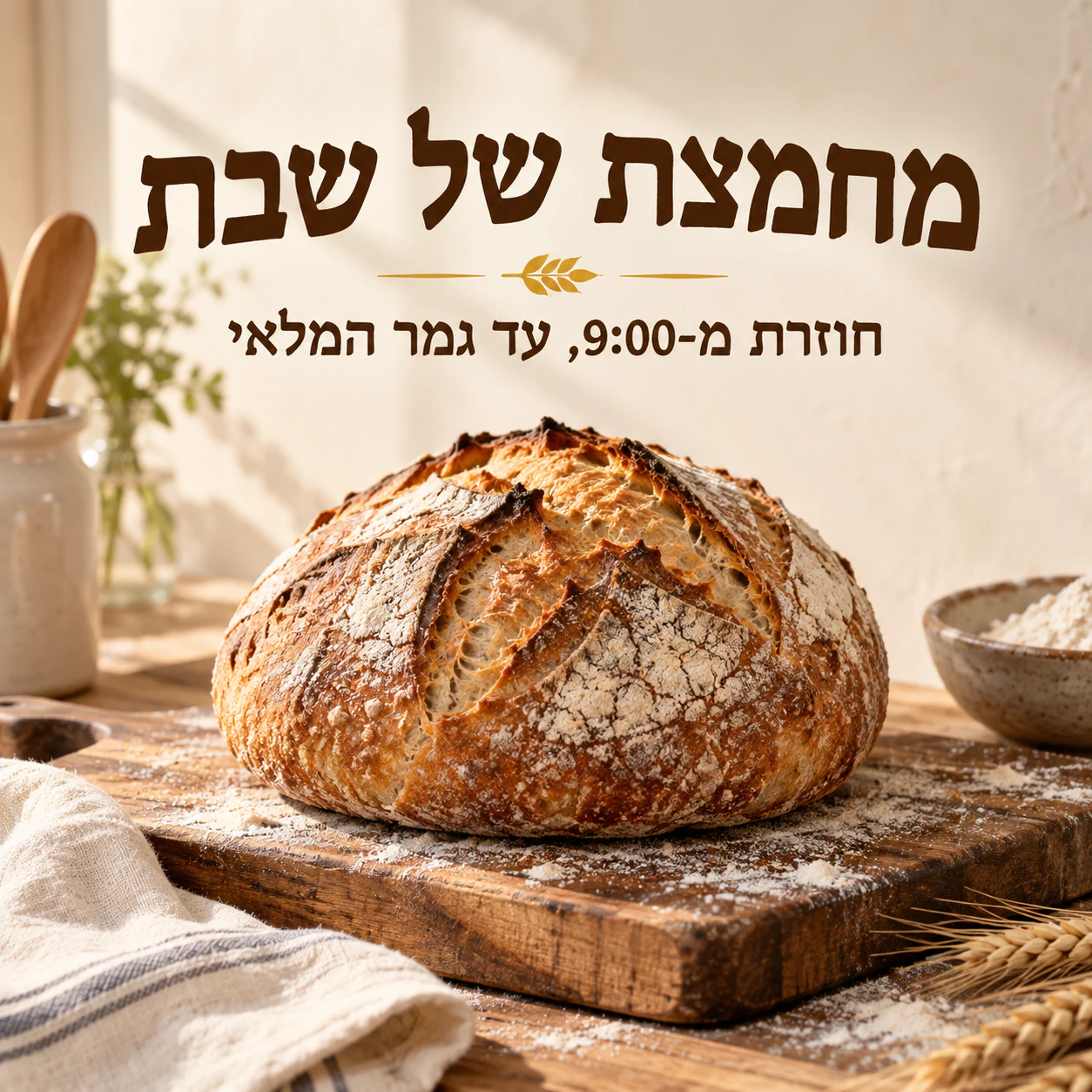 פוסט מרובע למאפייה עם כותרת קצרה
