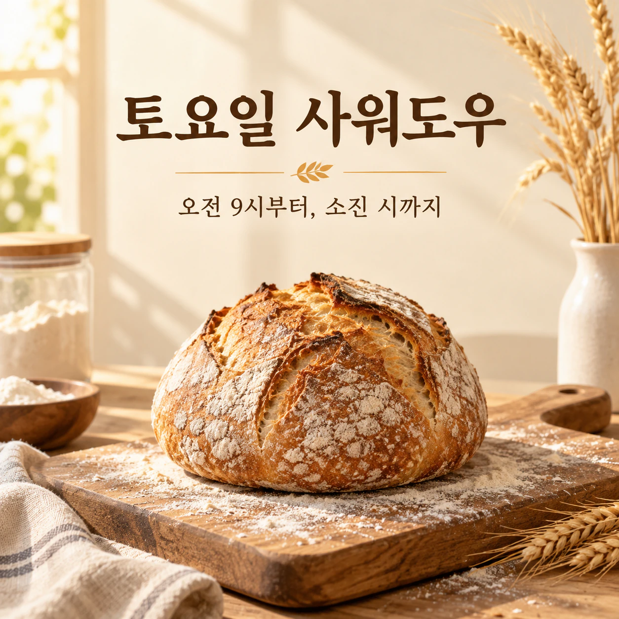 짧은 헤드라인을 넣은 빵집 정사각형 게시물