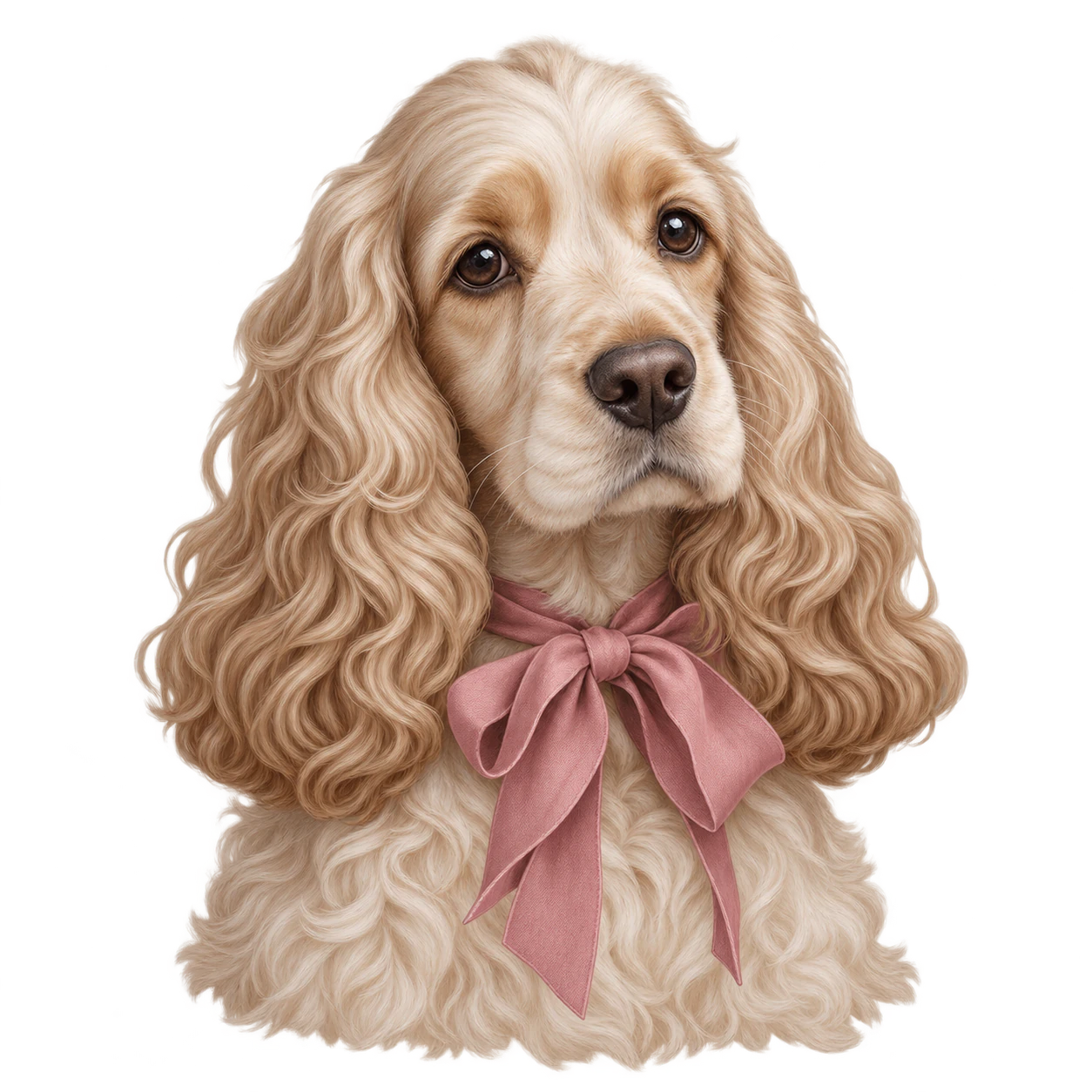 A dog avatar with a cohesive palette: A cream spaniel in dusty rose
