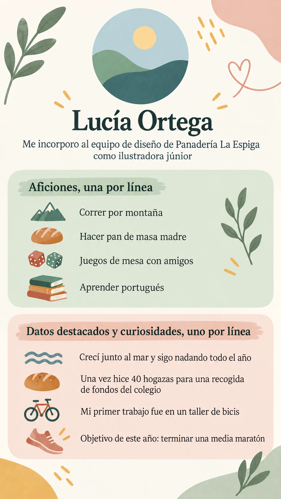Ejemplo de Infografía de una página «Todo sobre mí»