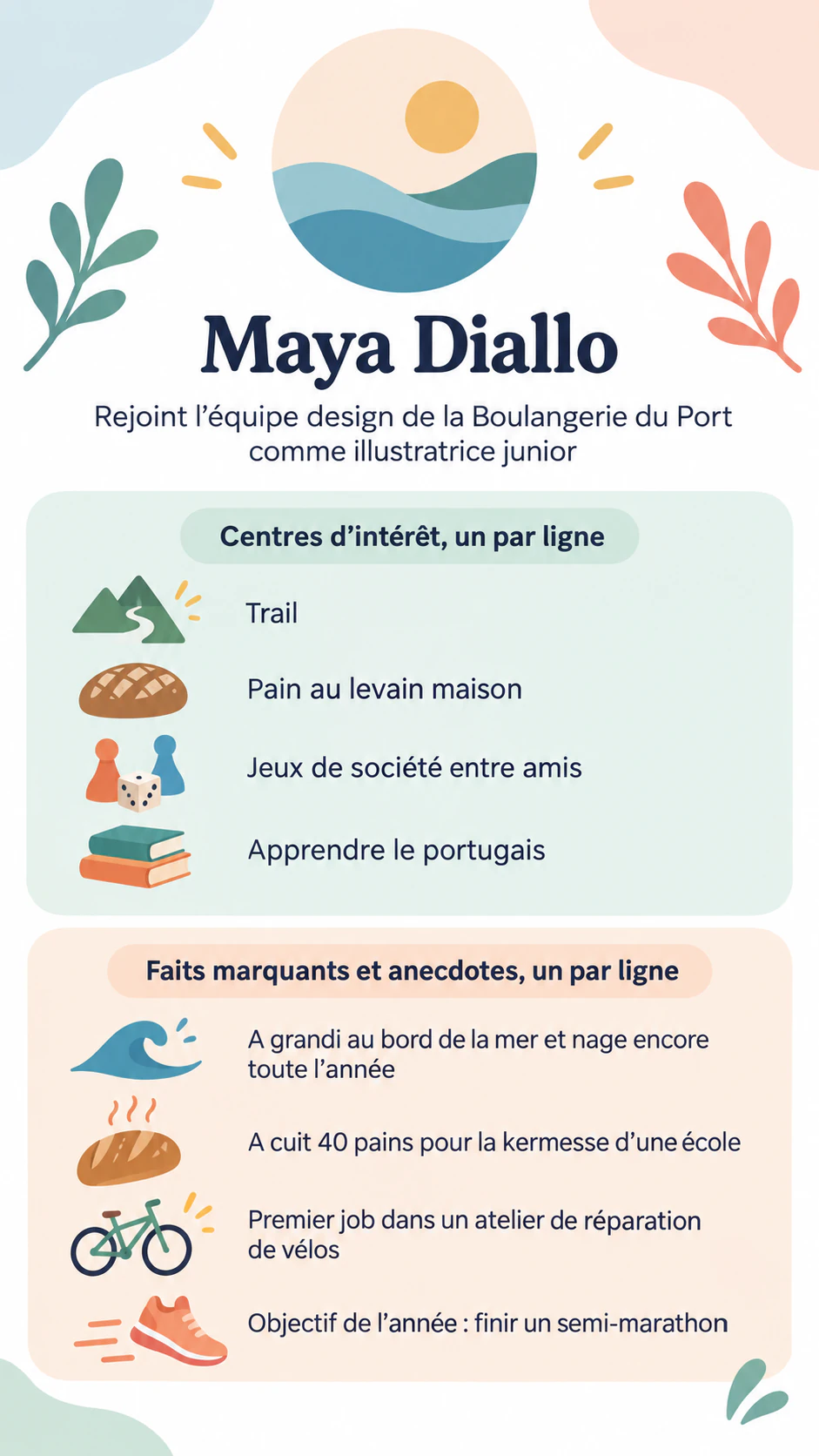 Exemple : Infographie « tout sur moi » en une page