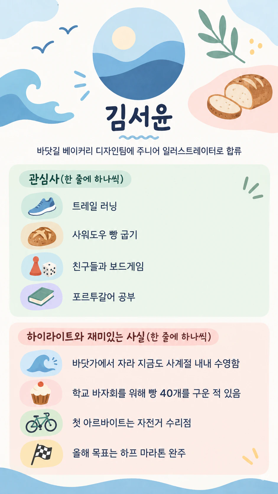 한 장으로 정리하는 자기소개 인포그래픽 예시