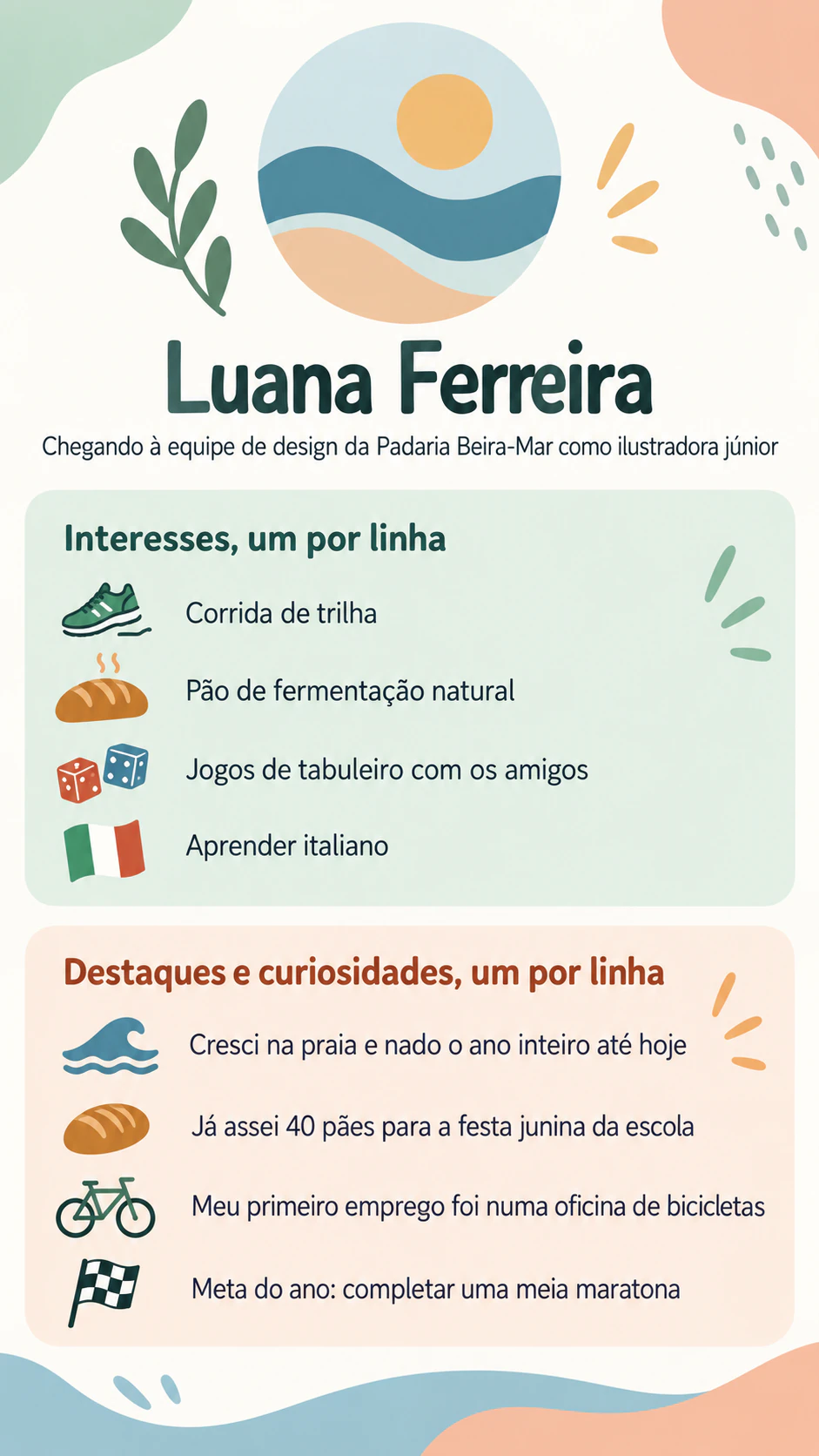 Exemplo de Infográfico “tudo sobre mim” em uma página