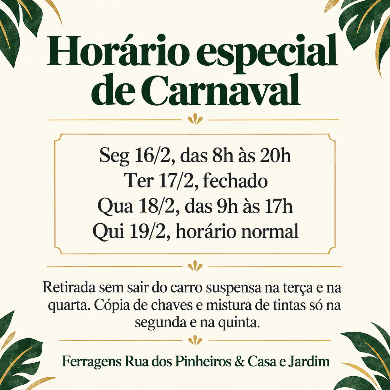 Cartaz de aviso para fechamentos, horários e mudanças: Quatro dias de horário especial e nenhuma linha de contato