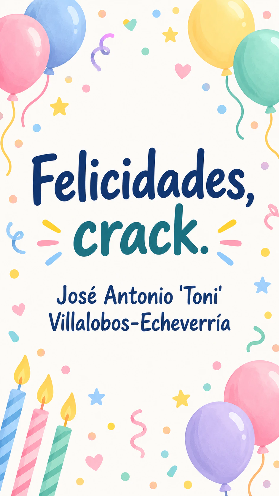 Imagen de cumpleaños con tu propio mensaje: Mensaje de dos palabras, nombre largo con apodo y nada opcional