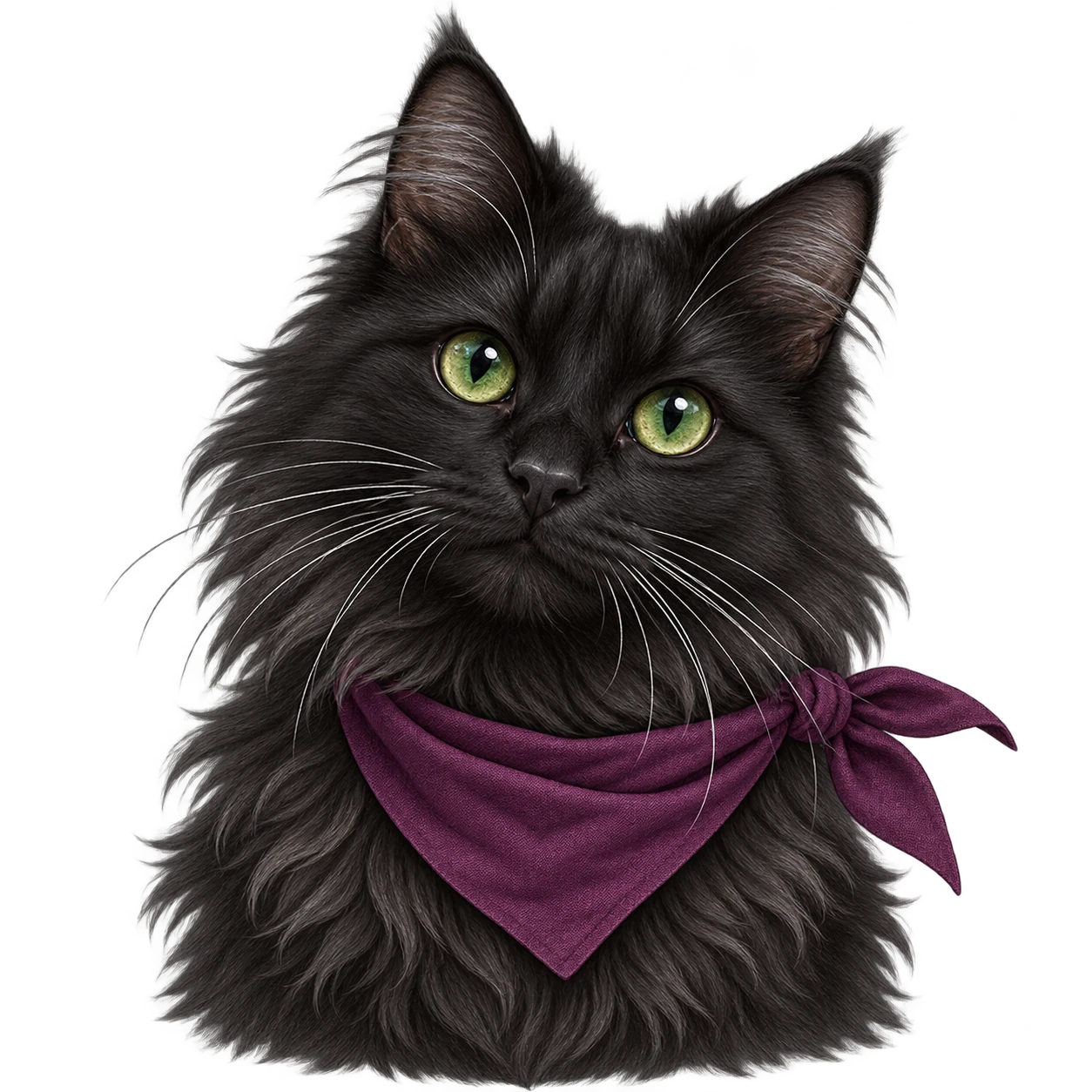Black cat profile picture: Fluffy black cat with silver whiskers