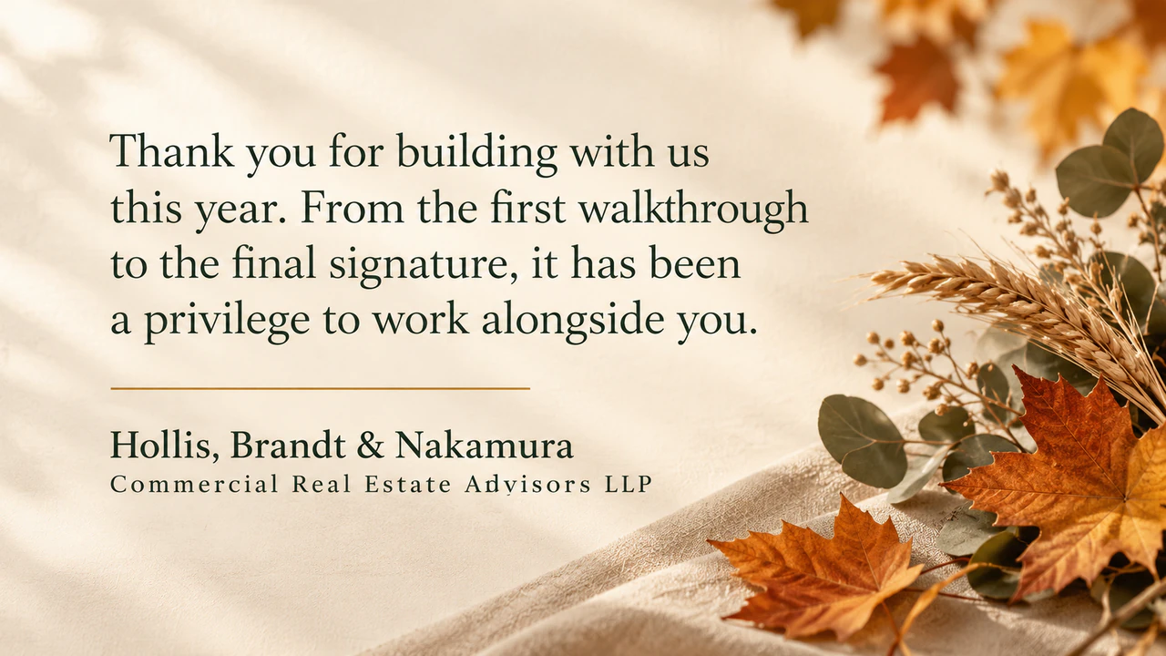 Thanksgiving card for clients and customers: Long firm name with a legal suffix and a two-sentence message