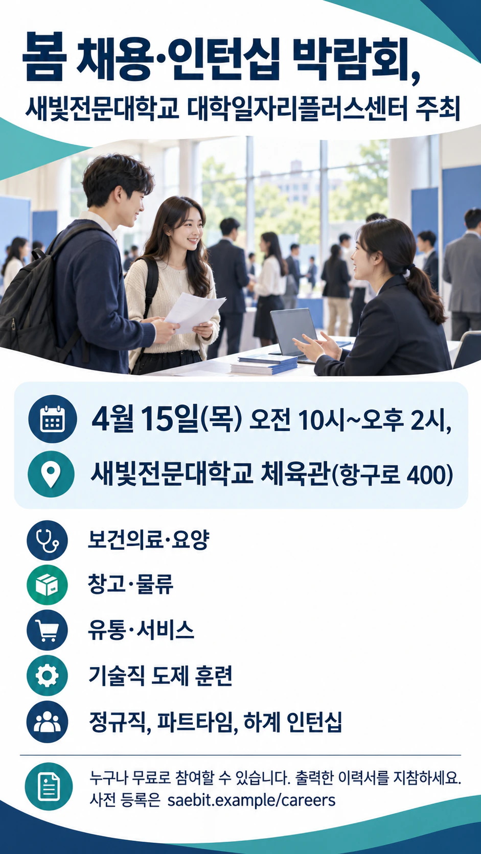 여러 기업이 참여하는 채용박람회 전단지 예시
