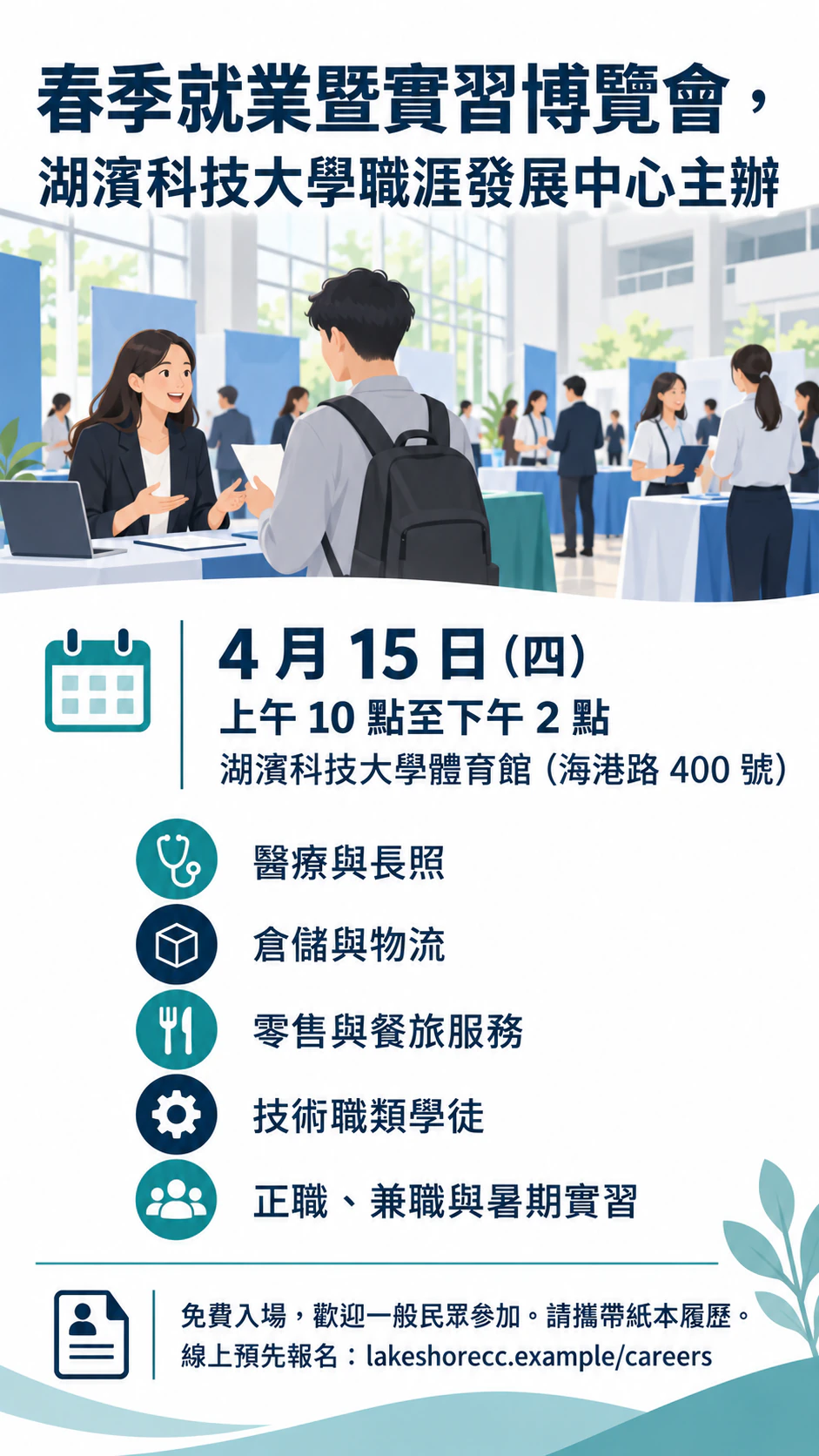 多家企業聯合徵才的就業博覽會傳單範例