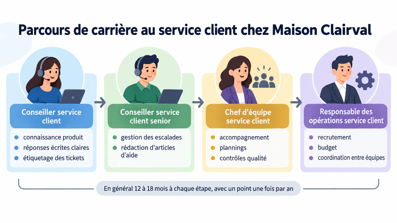 Exemple : Infographie de parcours de carrière avec étapes et compétences