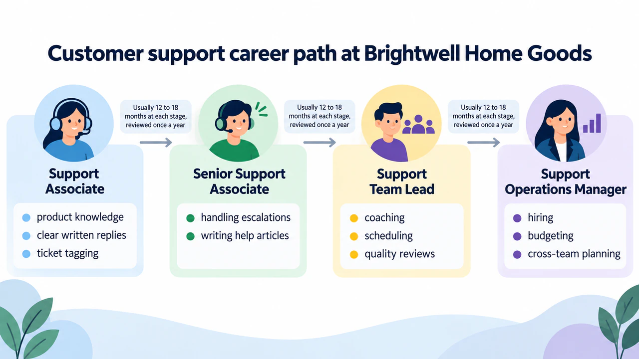 Career path infographic with stages and skills example