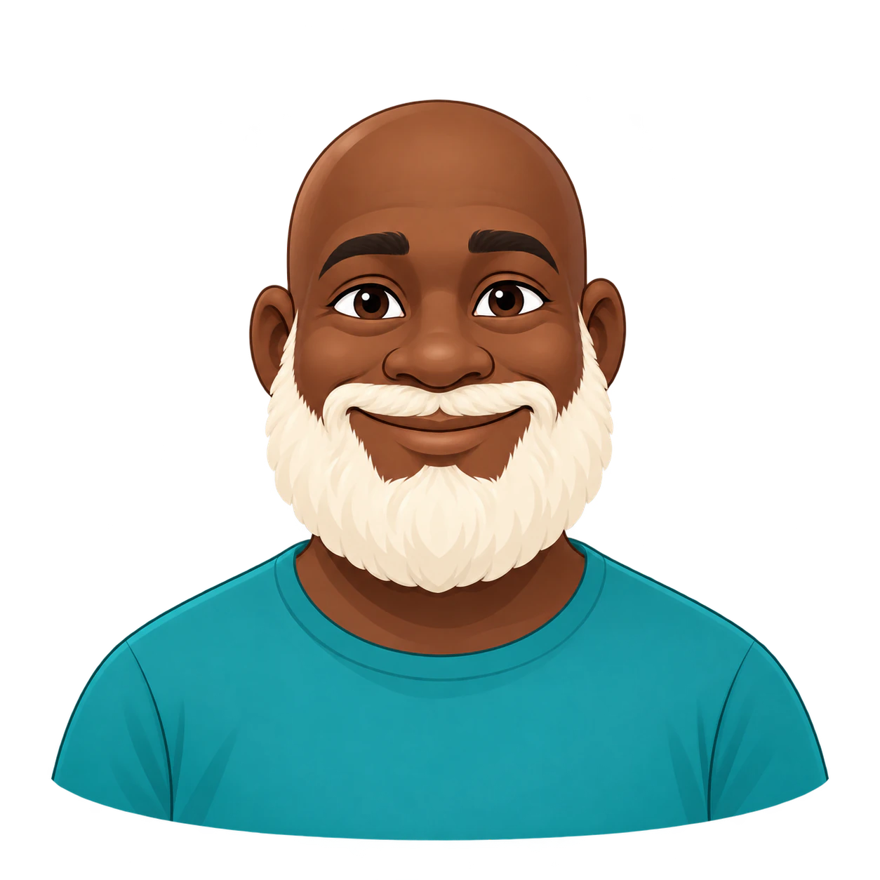 Transparent cartoon profile picture: Ivory-bearded cartoon portrait