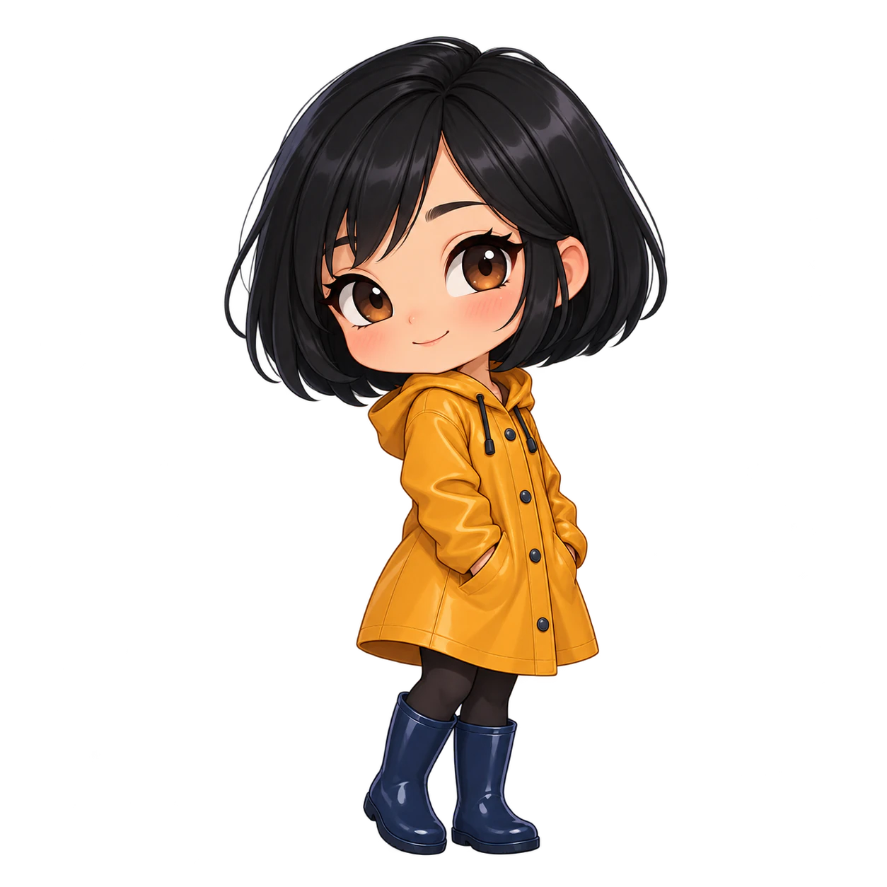 Transparent chibi avatar: Chibi in an amber raincoat