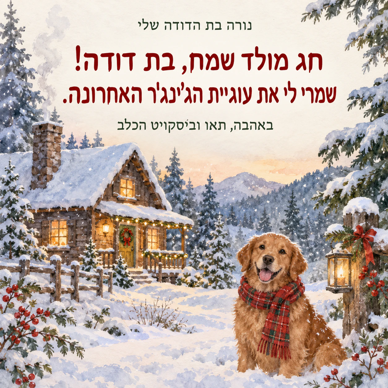 דוגמה: כרטיס חג מולד למשפחה ולחברים
