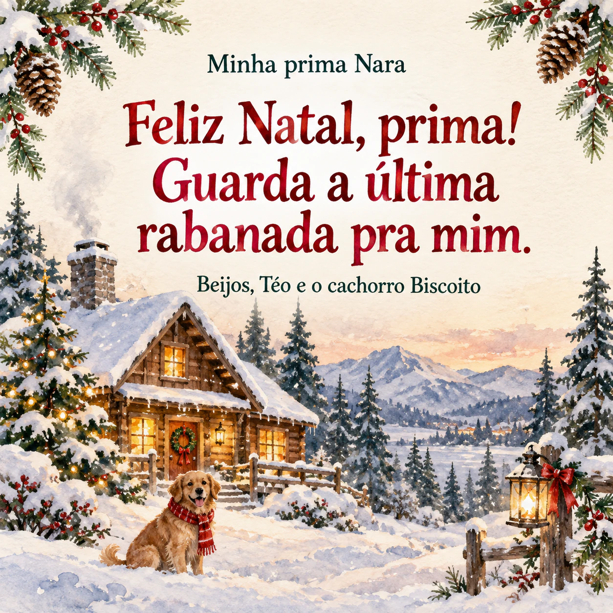Exemplo de Cartão de Natal para a família e os amigos