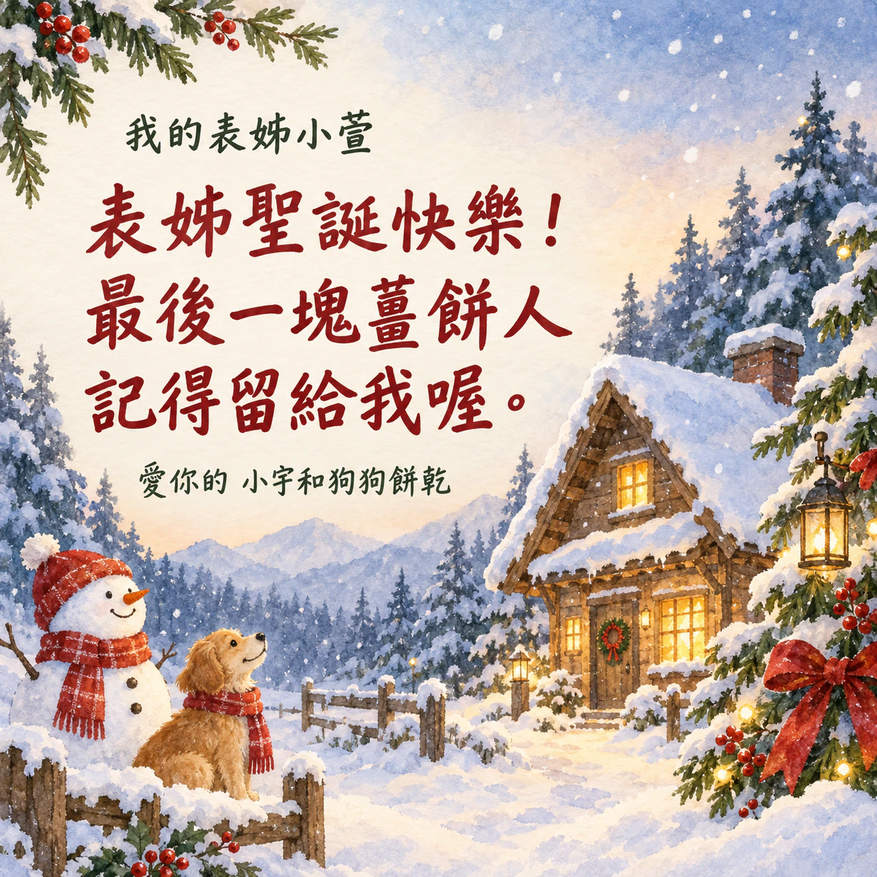 送給家人和朋友的聖誕卡片範例