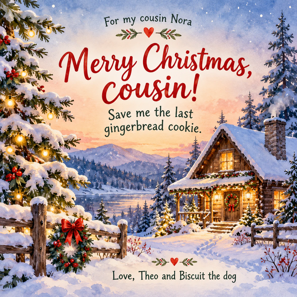 Christmas card for family and friends example
