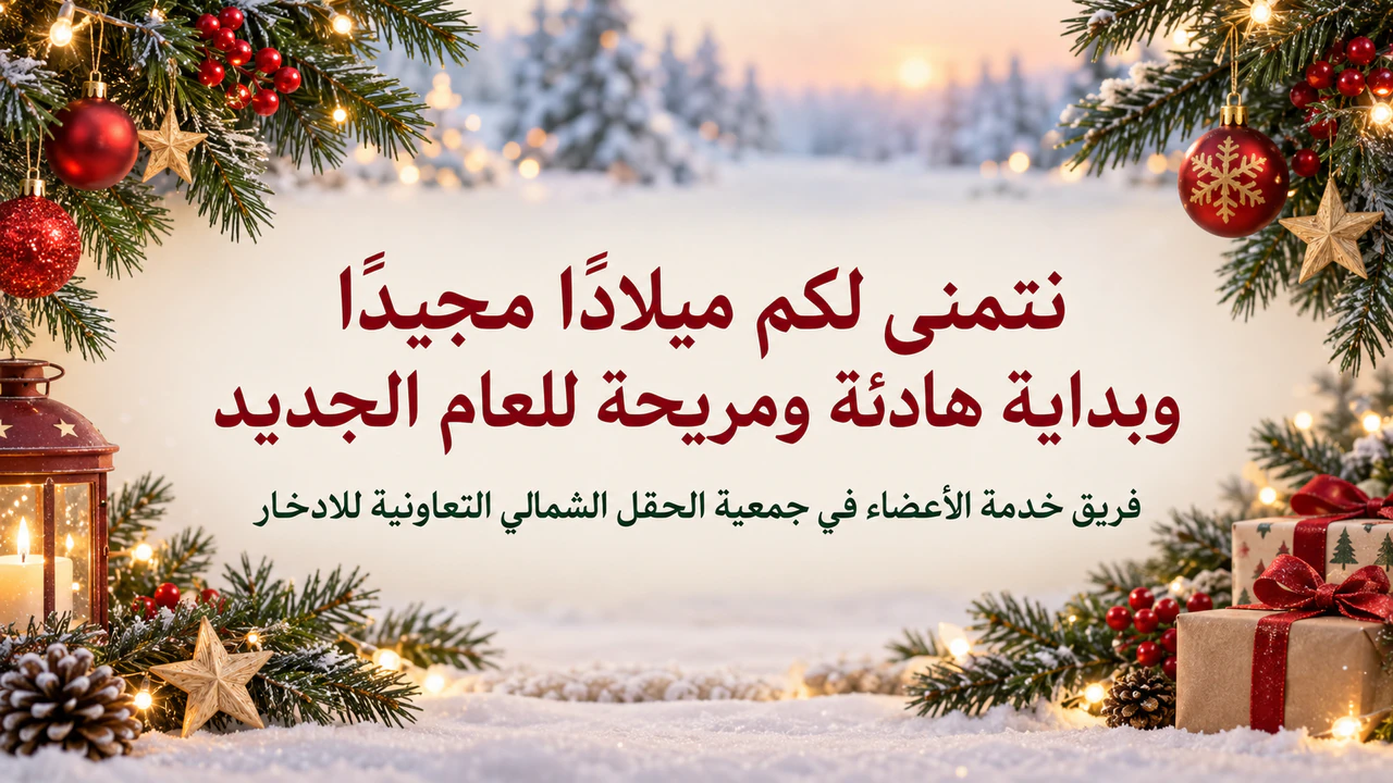 لافتة بريد إلكتروني لعيد الميلاد لعلامتك التجارية: تهنئة طويلة واسم مُرسِل طويل، دون سطر ثانٍ أو ألوان