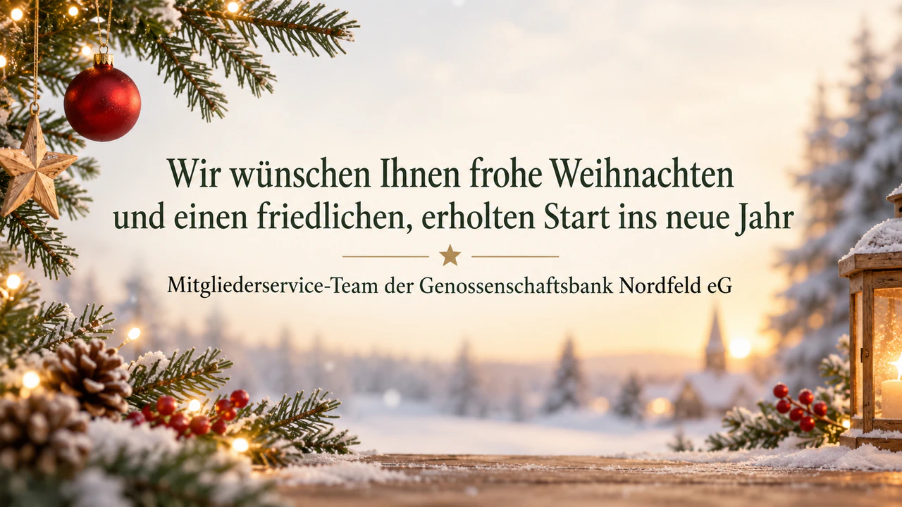 Weihnachtsbanner für die E-Mails deiner Marke: Langer Gruß und langer Absendername, ohne zweite Zeile und Farben