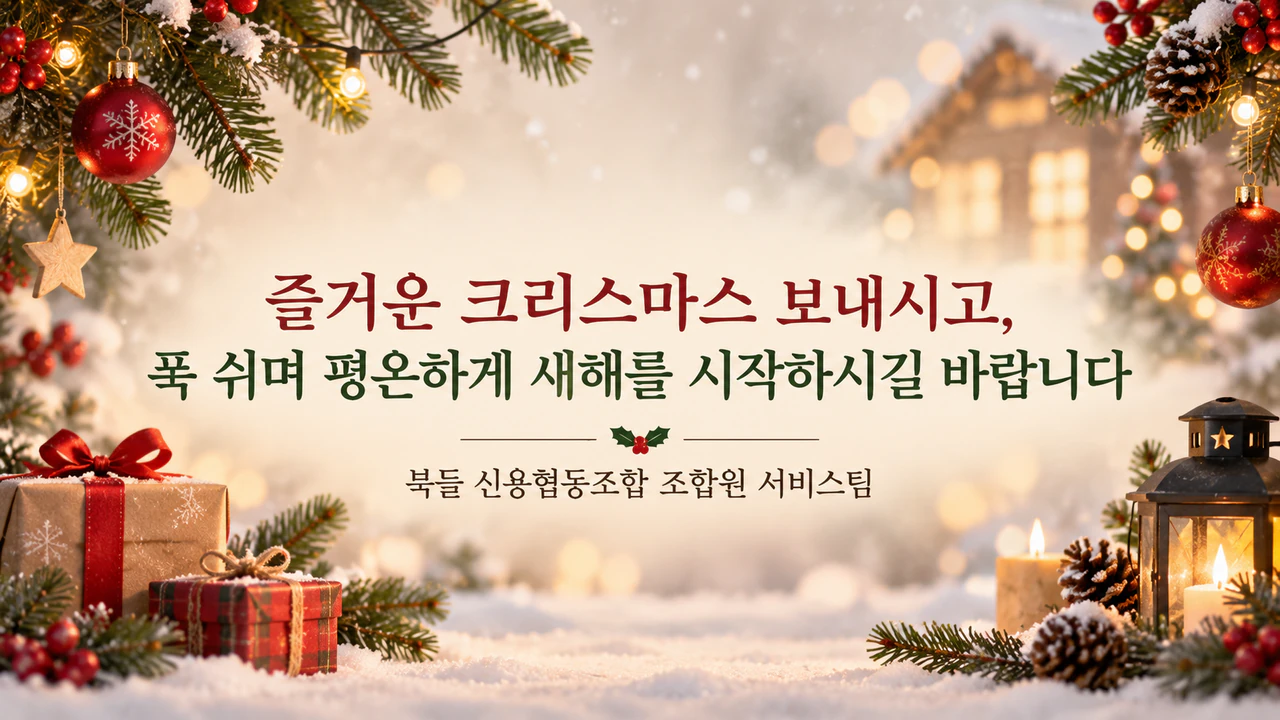 브랜드용 크리스마스 이메일 배너: 긴 인사말과 긴 발신자명, 둘째 줄과 색상 없음