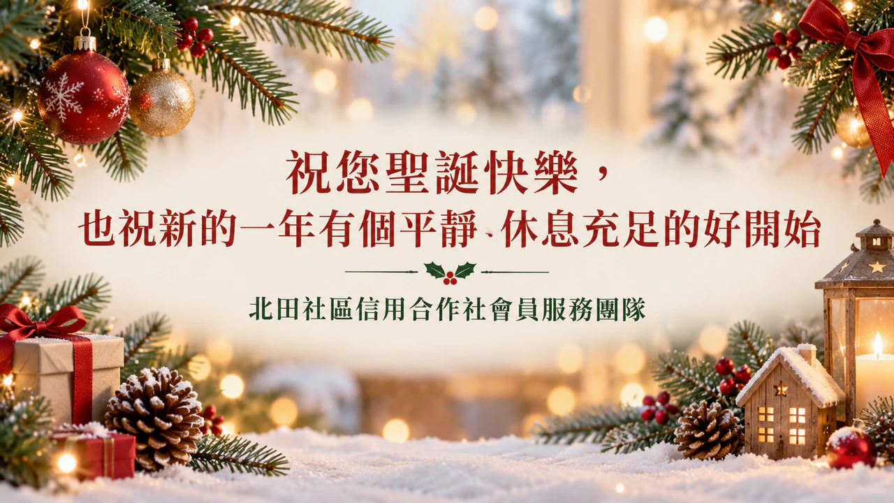 品牌專用的聖誕節電子報橫幅：長祝福語與長寄件者名稱，沒有第二行或配色