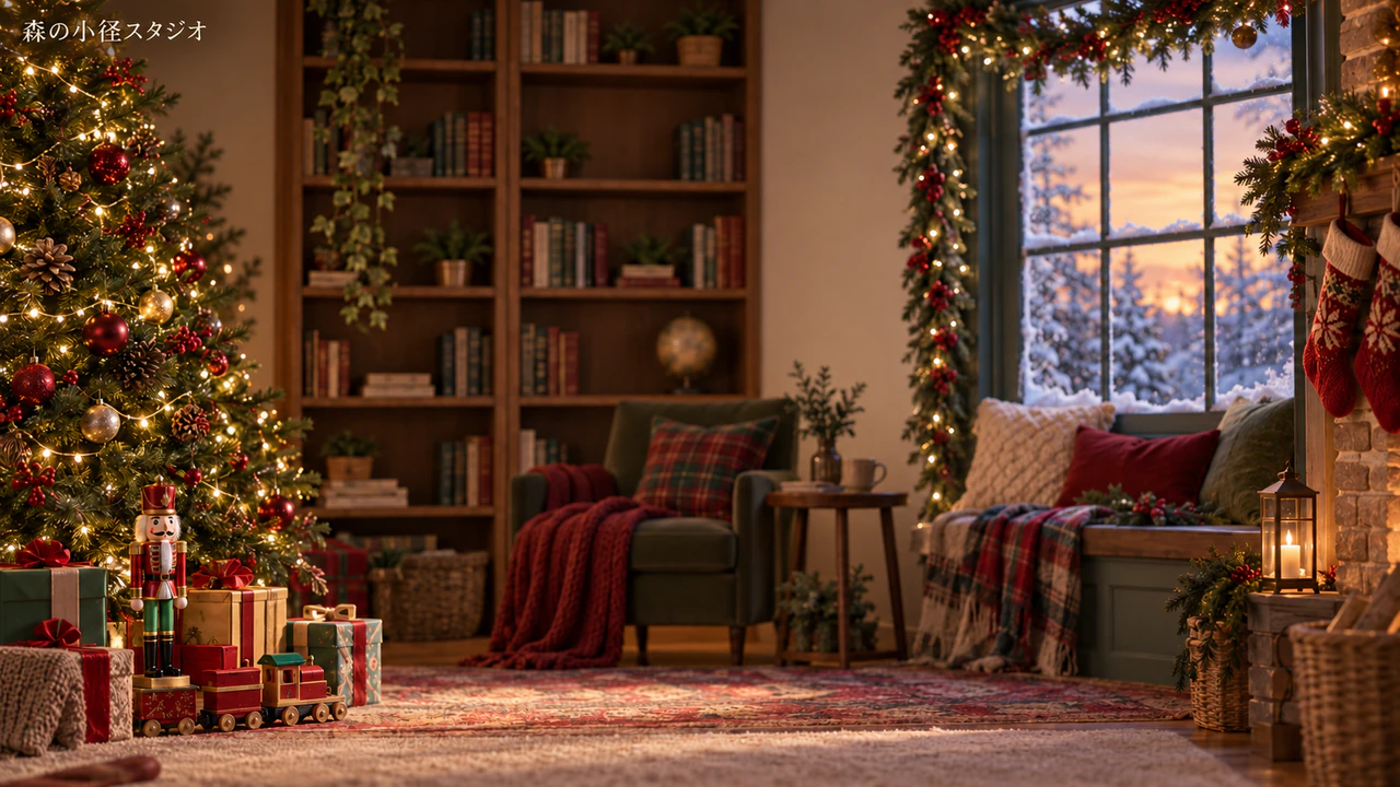 ビデオ通話用のクリスマス背景の作例