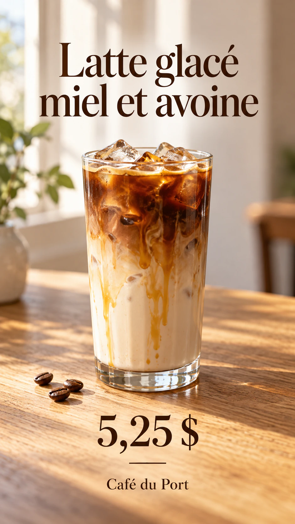Exemple : Affiche de boisson pour votre café, avec le prix exact