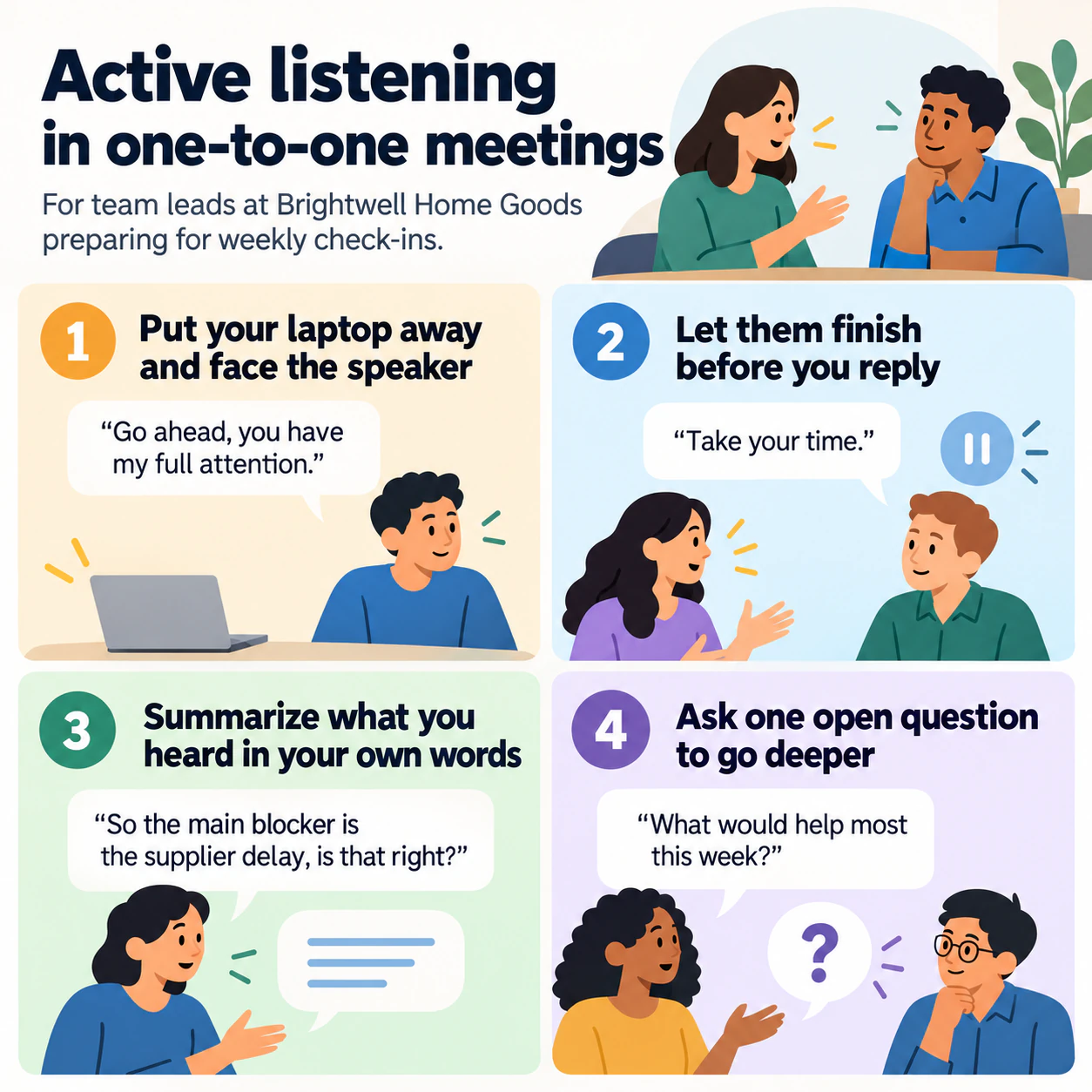 Communication or active listening tips infographic example