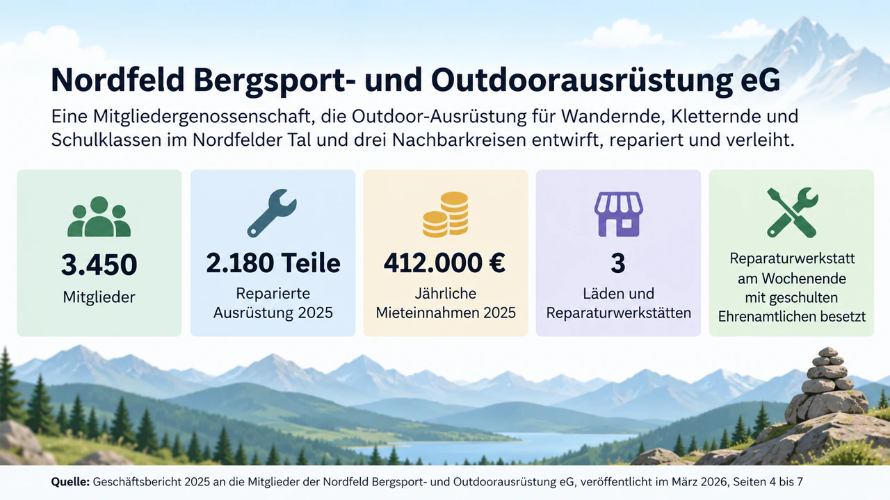 Unternehmens-Factsheet als Infografik: Langer Firmenname mit Rechtsform, gemischte Einheiten und ein Fakt ohne Zahl