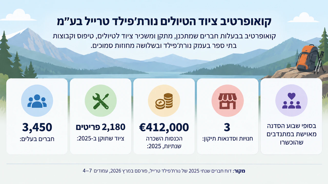 דף נתוני חברה כאינפוגרפיקה: שם משפטי ארוך, יחידות שונות ועובדה בלי מספר