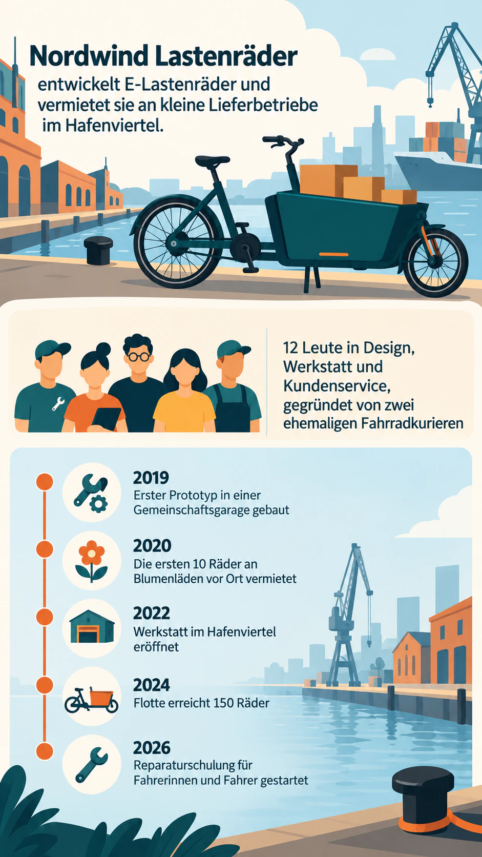 Beispiel: Unternehmensprofil als Infografik mit Meilensteinen