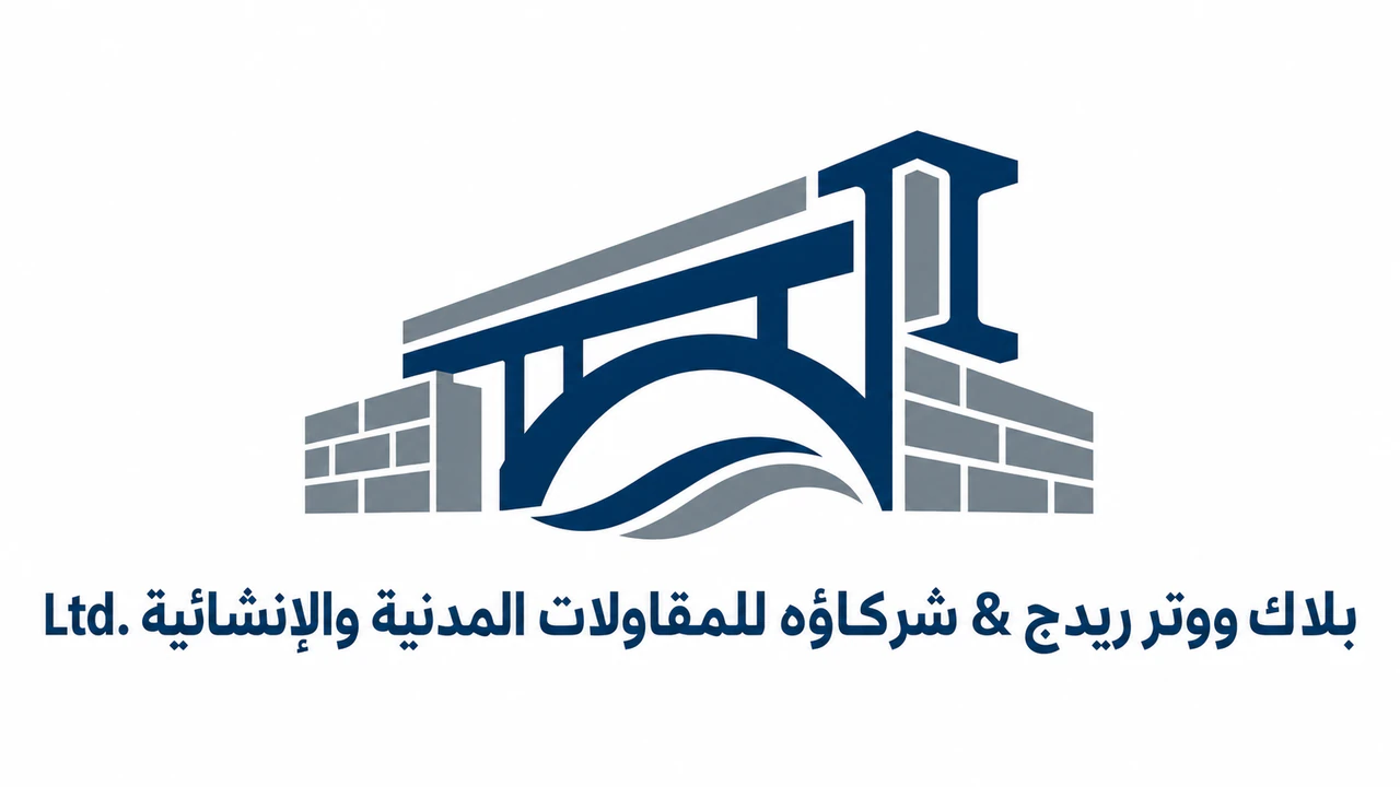 فكرة شعار لشركة بناء أو مقاولات: اسم مقاول مدني طويل بعلامة & دون رمز أو ألوان