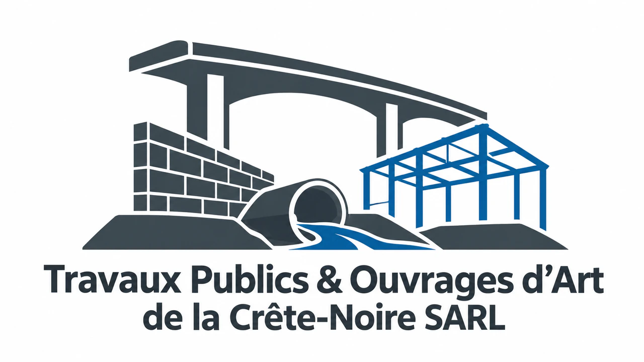 Concept de logo pour une entreprise de construction : Nom long d’entreprise de travaux publics avec esperluette, sans symbole ni couleurs, format large