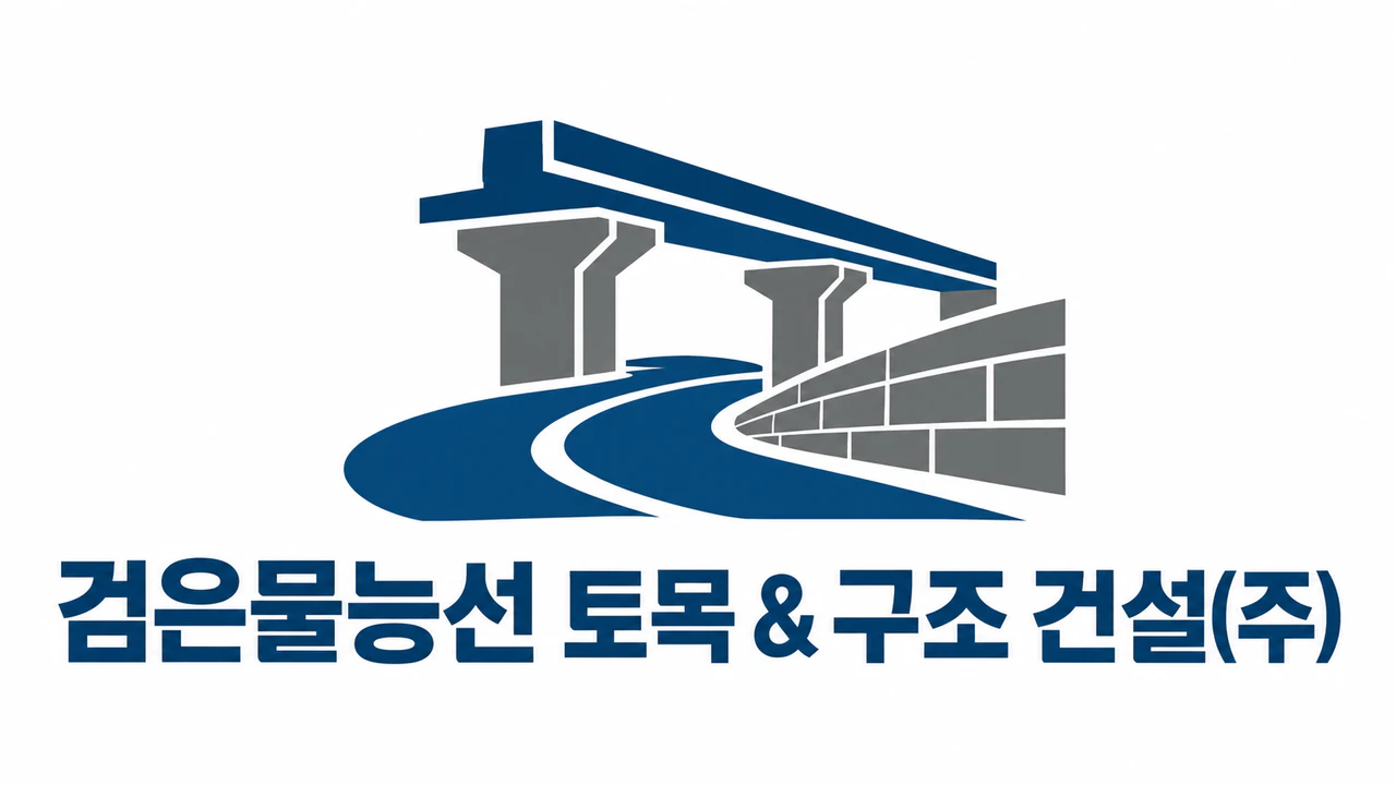 건설회사 로고 콘셉트: 앰퍼샌드가 들어간 긴 토목 시공사 이름, 심볼과 색상 없음, 가로형