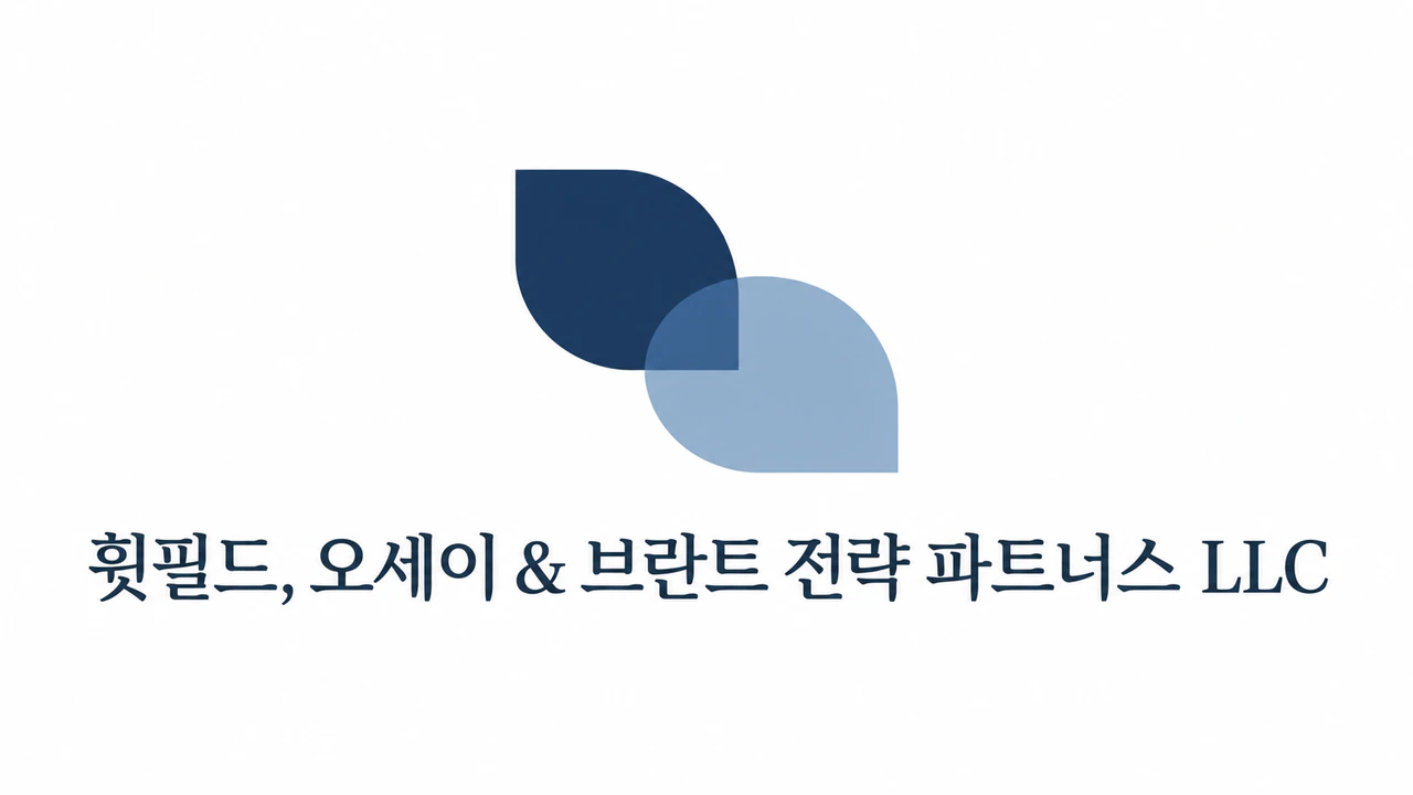 컨설팅 회사 로고 콘셉트: 쉼표와 앰퍼샌드가 들어간 파트너십 회사명, 스타일·색상·모노그램 없음