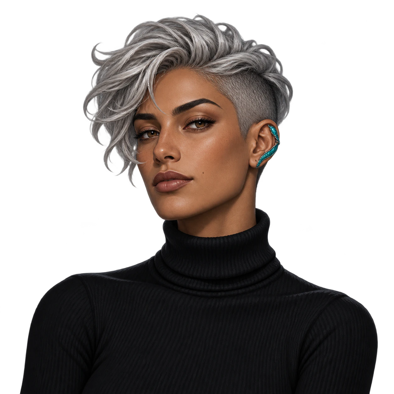 A bold original avatar: An adult with a silver undercut