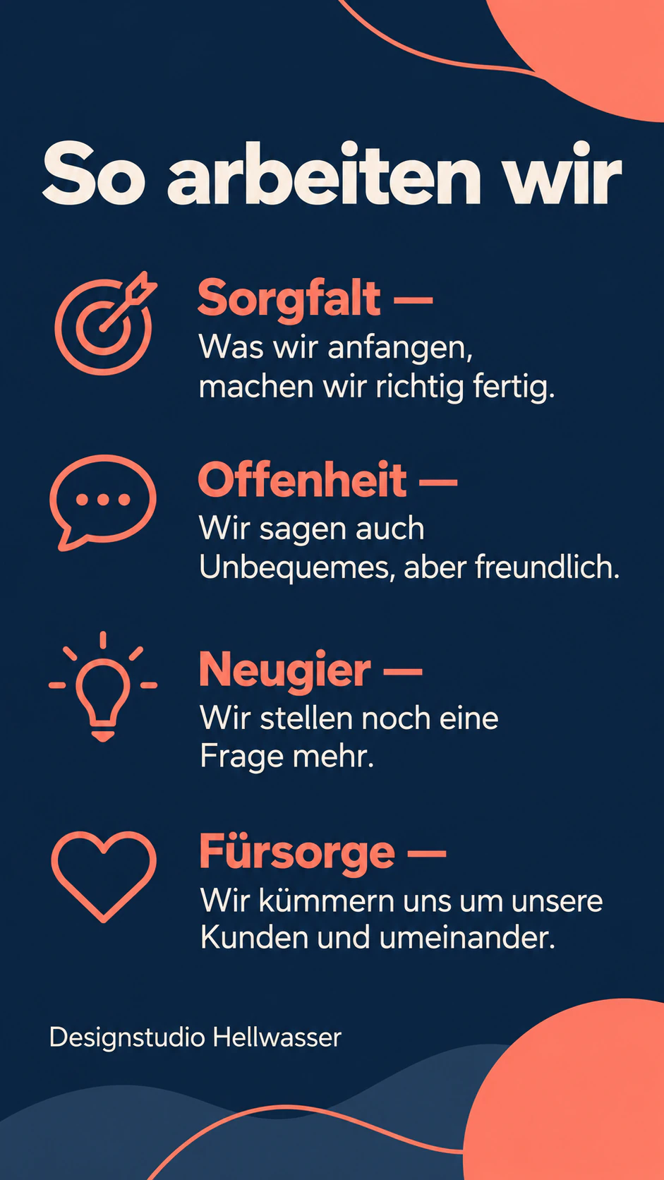 Beispiel: Poster mit euren vereinbarten Unternehmenswerten