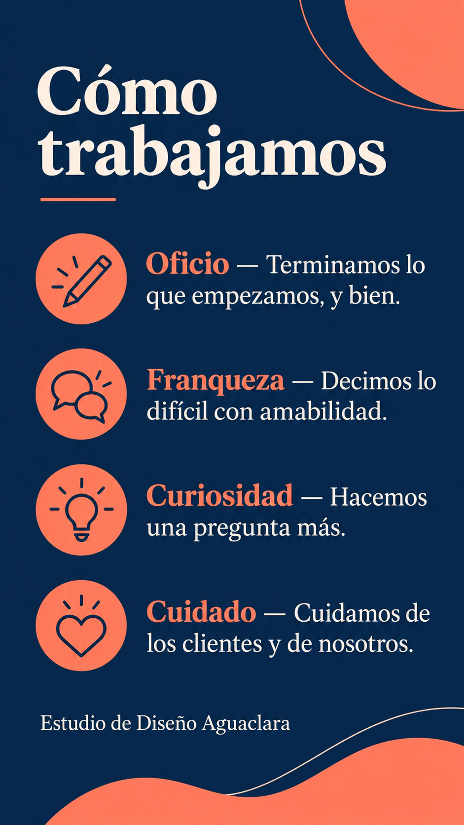 Ejemplo de Cartel de valores de empresa con el texto acordado