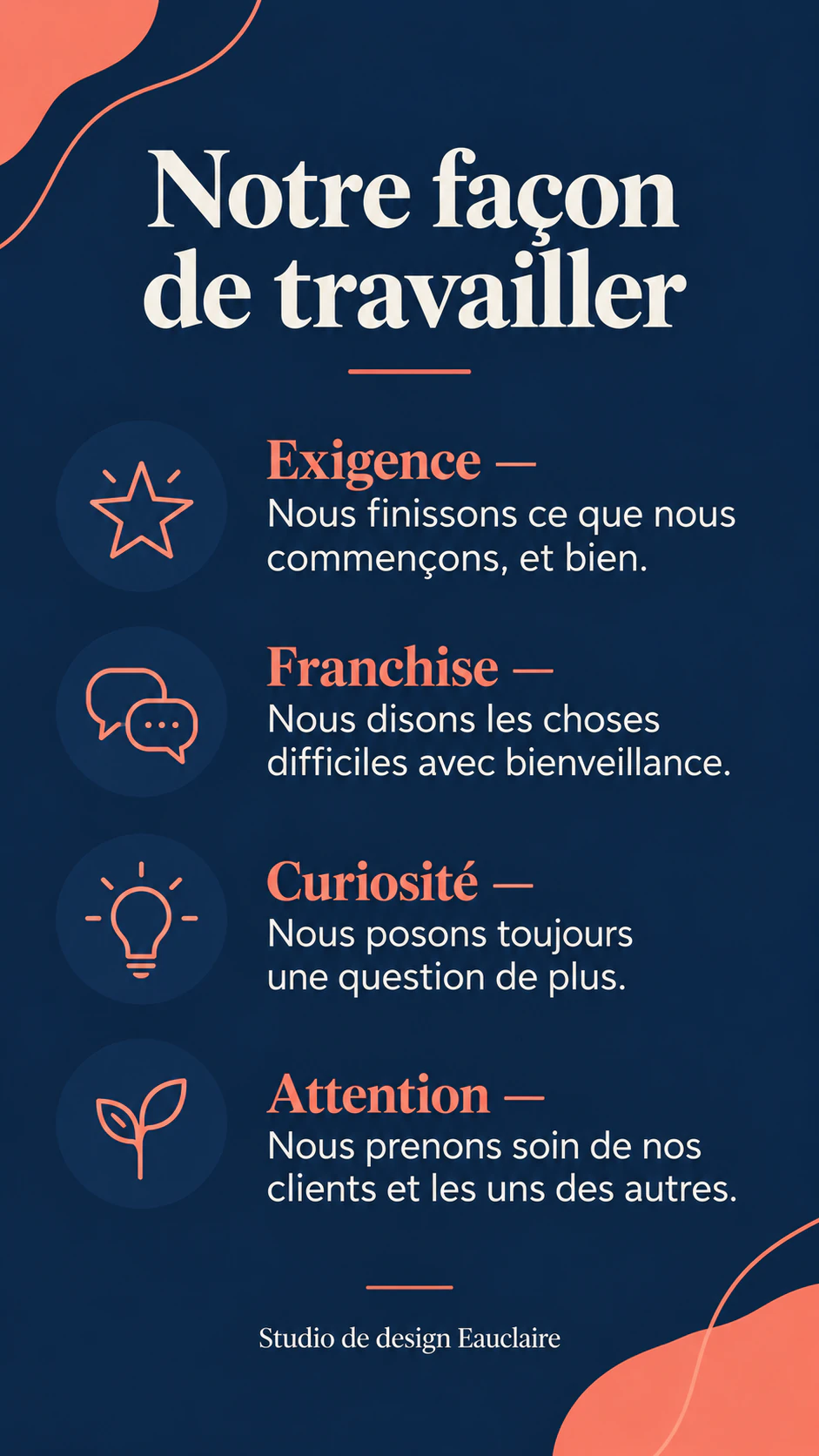 Exemple : Affiche des valeurs de l’entreprise avec votre texte validé