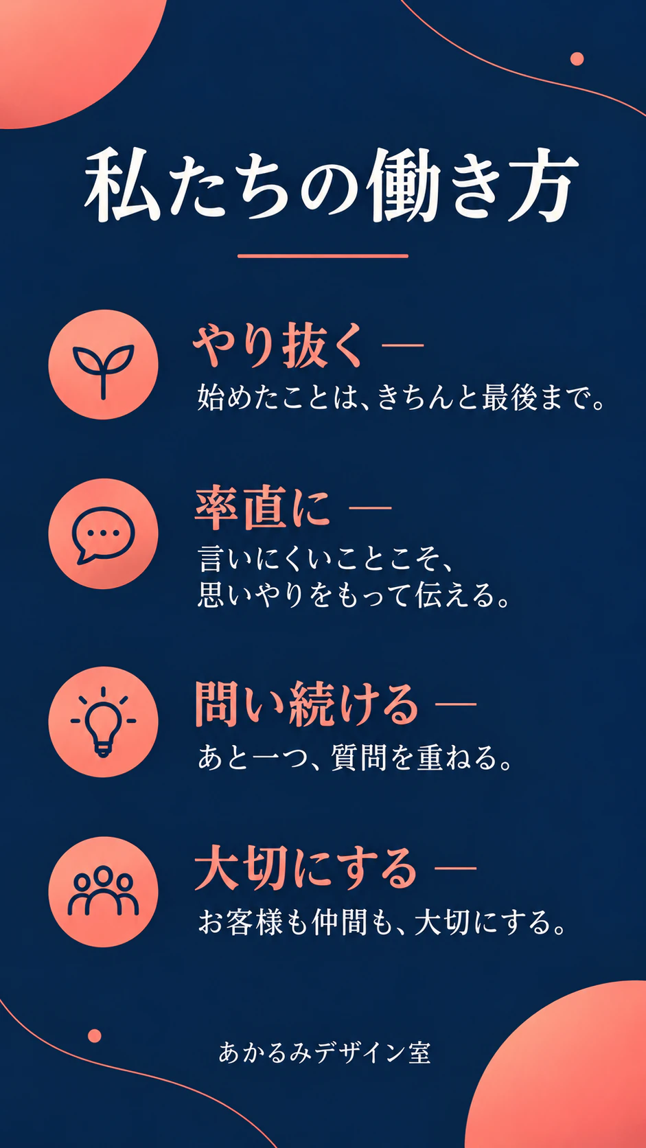 合意した言葉で作る企業理念ポスターの作例