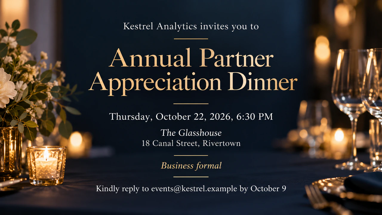 Corporate event or dinner invitation example
