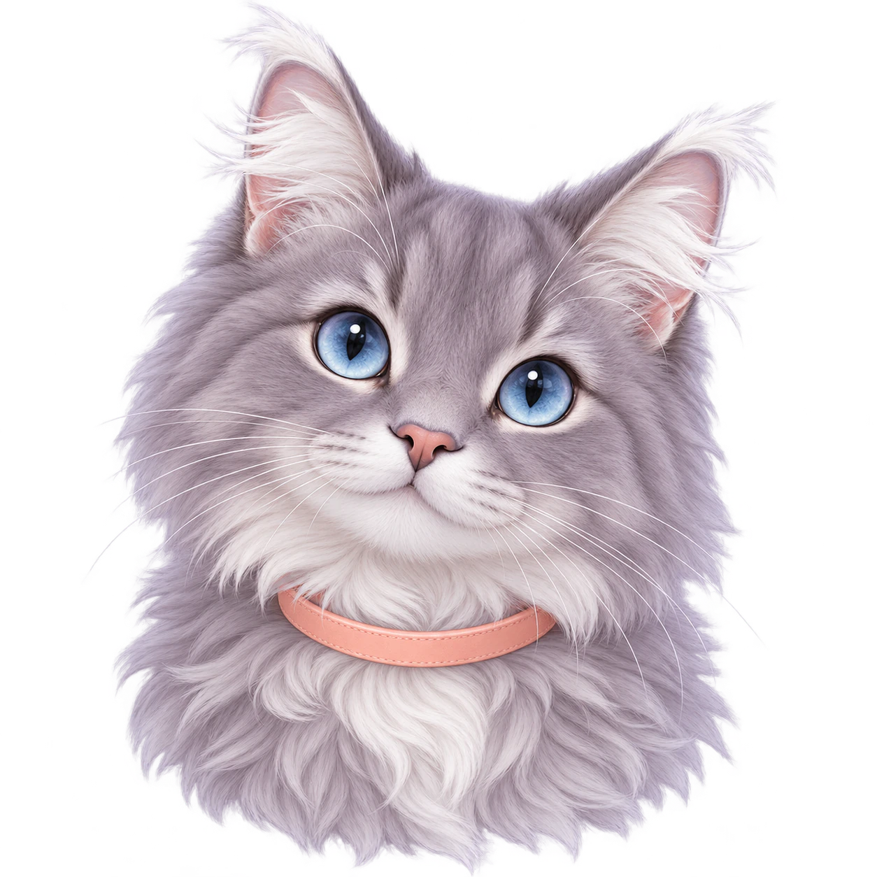 Cute cat profile picture: Lilac-grey cat with white ear tufts