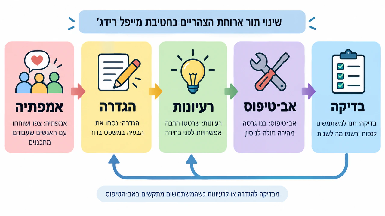 דוגמה: שלבי חשיבה עיצובית להוראה