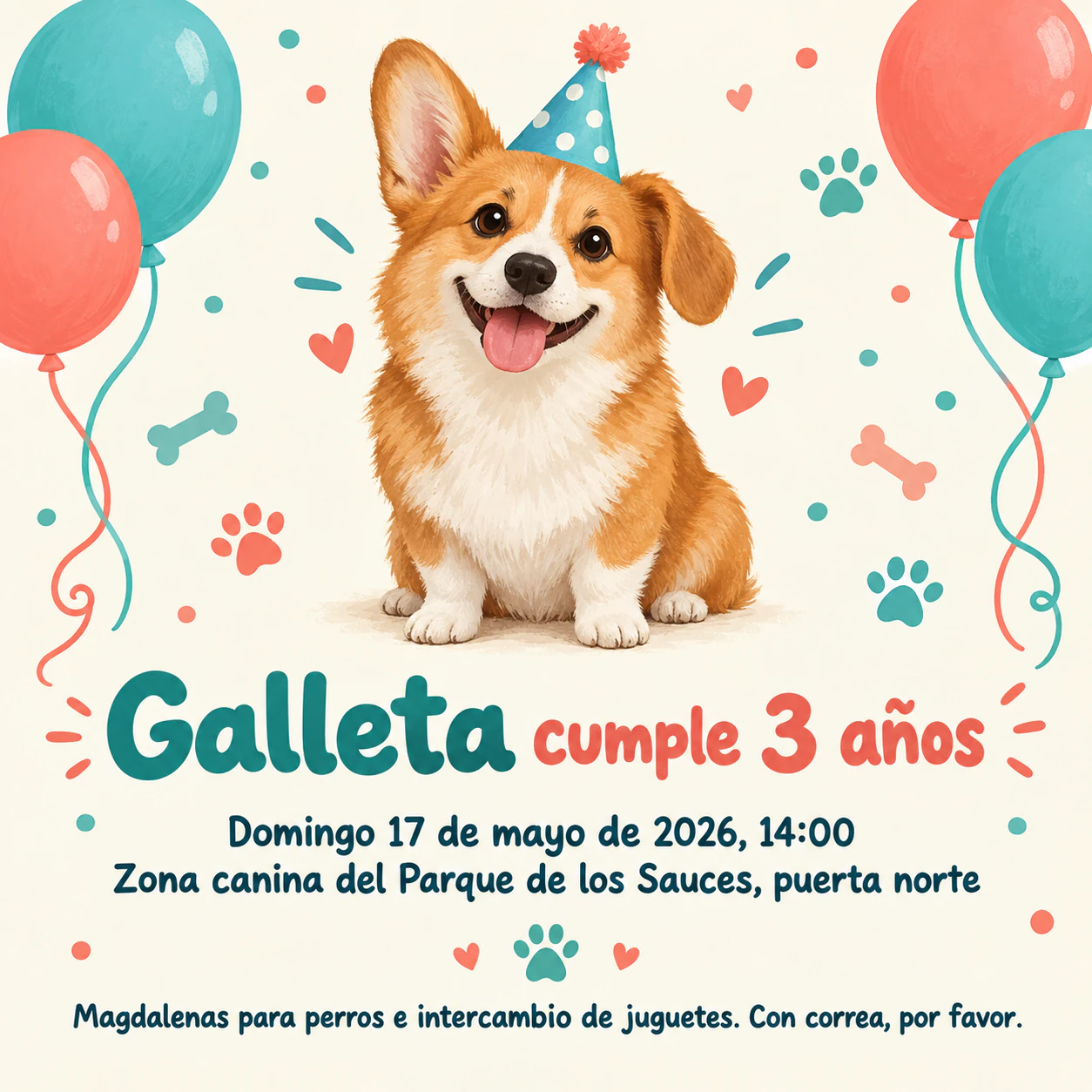 Ejemplo de Invitación a la fiesta de cumpleaños de tu perro